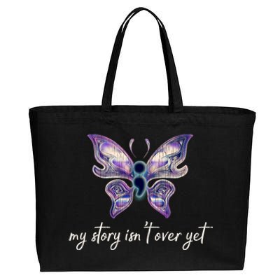 Semicolon Project Gift Depression Awareness Gift Cotton Canvas Jumbo Tote