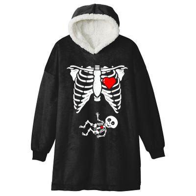 Skeleton Pregnancy Gift Xray Halloween Pregnant Great Gift Hooded Wearable Blanket