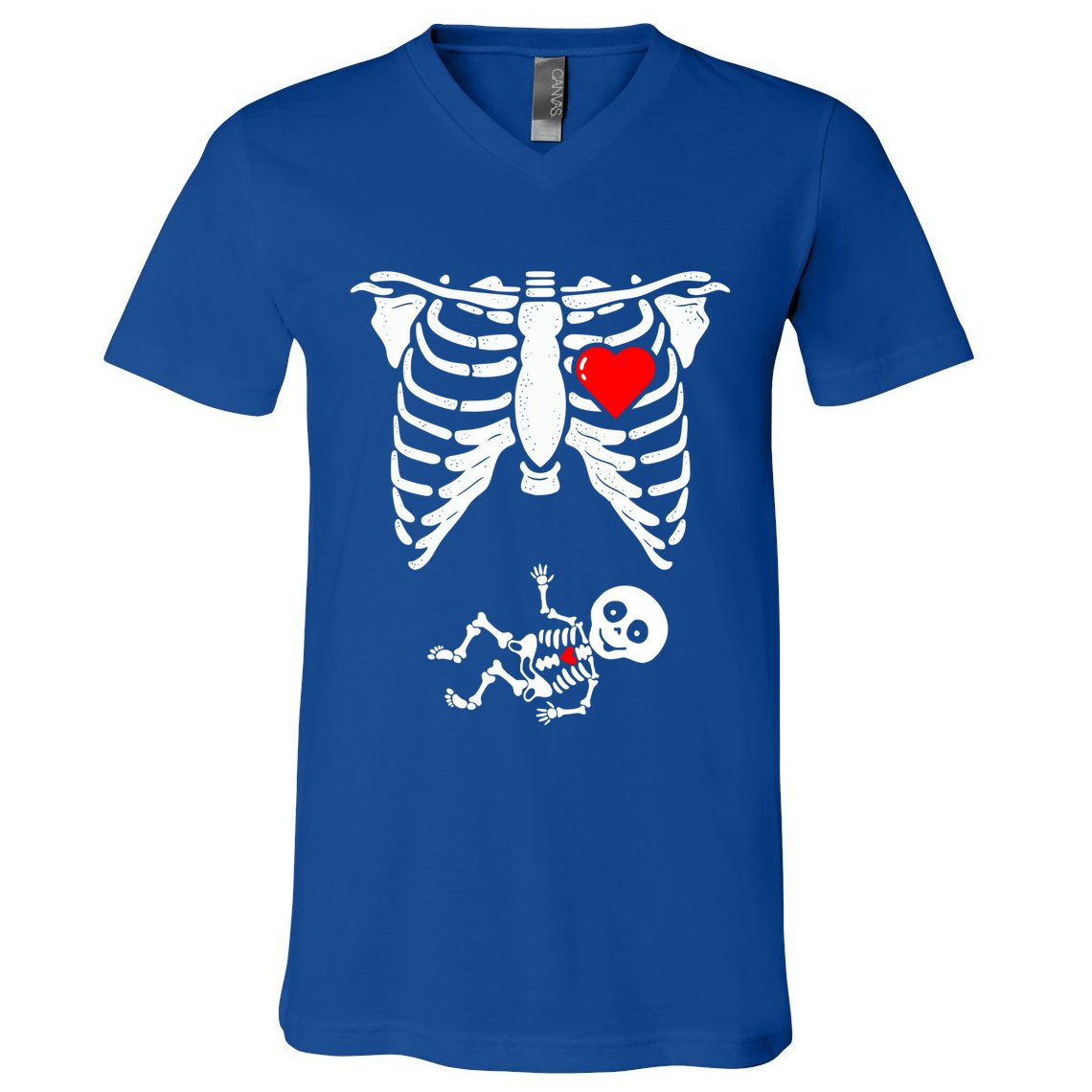 Skeleton Pregnancy Gift Xray Halloween Pregnant Great Gift V-Neck T-Shirt