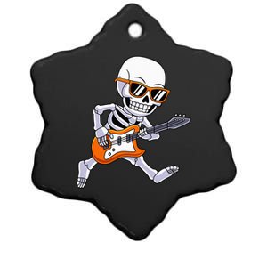 Skeleton Playing Guitar Rock & Roll Halloween Ceramic Star Ornament