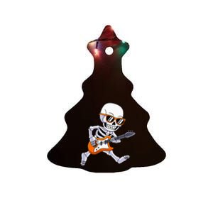 Skeleton Playing Guitar Rock & Roll Halloween Ceramic Tree Ornament