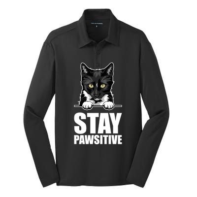 Stay Pawsitive Gift Silk Touch Performance Long Sleeve Polo