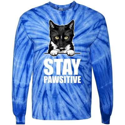 Stay Pawsitive Gift Tie-Dye Long Sleeve Shirt