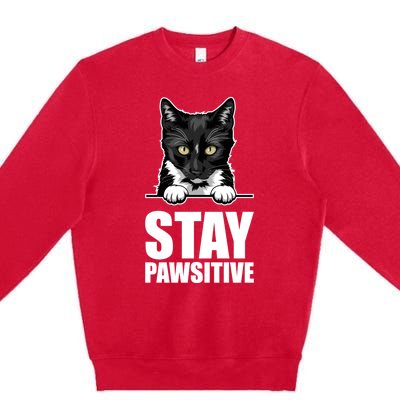 Stay Pawsitive Gift Premium Crewneck Sweatshirt