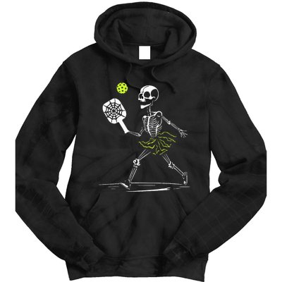 Spooky Pickleball Halloween Skeleton Women Tie Dye Hoodie