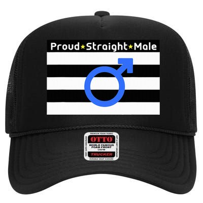 Straight Proud Heterosexual Male High Crown Mesh Back Trucker Hat