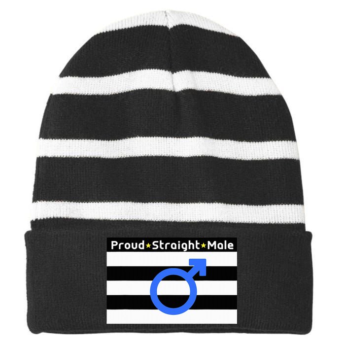 Straight Proud Heterosexual Male Striped Beanie with Solid Band