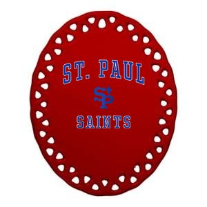 St. Paul High School Saints Raglan Baseball Ceramic Oval Ornament