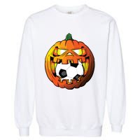 Soccer Player Halloween Pumpkin Skeleton Tees Boy Garment-Dyed Sweatshirt