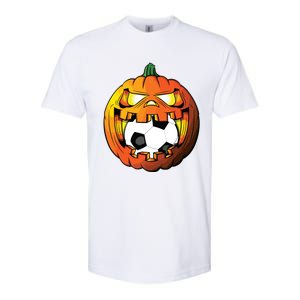 Soccer Player Halloween Pumpkin Skeleton Tees Boy Softstyle CVC T-Shirt