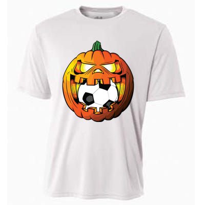 Soccer Player Halloween Pumpkin Skeleton Tees Boy Cooling Performance Crew T-Shirt