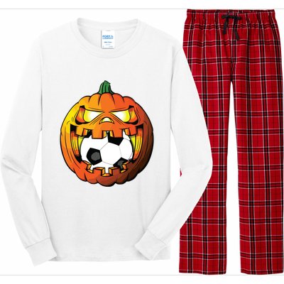 Soccer Player Halloween Pumpkin Skeleton Tees Boy Long Sleeve Pajama Set