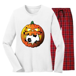 Soccer Player Halloween Pumpkin Skeleton Tees Boy Women's Long Sleeve Flannel Pajama Set 