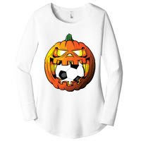 Soccer Player Halloween Pumpkin Skeleton Tees Boy Women's Perfect Tri Tunic Long Sleeve Shirt