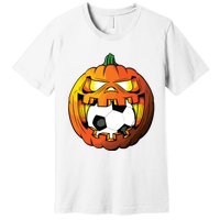 Soccer Player Halloween Pumpkin Skeleton Tees Boy Premium T-Shirt