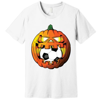 Soccer Player Halloween Pumpkin Skeleton Tees Boy Premium T-Shirt