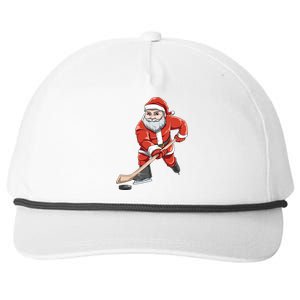 Santa Playing Hockey Christmas Gift For Hockey Players Gift Snapback Five-Panel Rope Hat