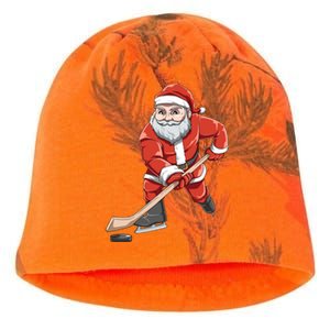 Santa Playing Hockey Christmas Gift For Hockey Players Gift Kati - Camo Knit Beanie