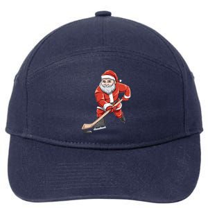 Santa Playing Hockey Christmas Gift For Hockey Players Gift 7-Panel Snapback Hat