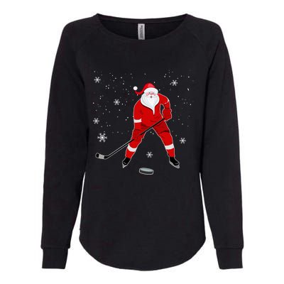 Santa Playing Hockey Christmas Gift For Hockey Players Gift Womens California Wash Sweatshirt