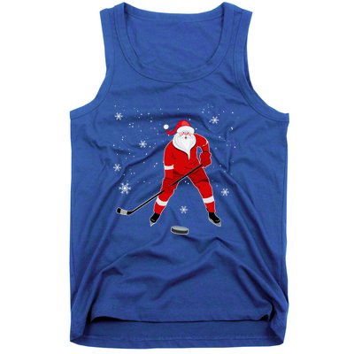 Santa Playing Hockey Christmas Gift For Hockey Players Gift Tank Top