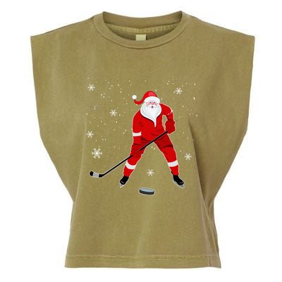 Santa Playing Hockey Christmas Gift For Hockey Players Gift Garment-Dyed Women's Muscle Tee