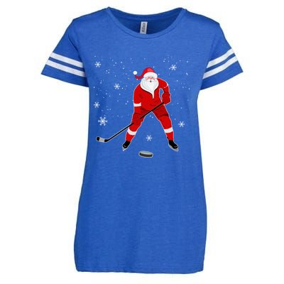 Santa Playing Hockey Christmas Gift For Hockey Players Gift Enza Ladies Jersey Football T-Shirt