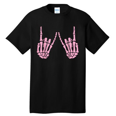 Skeleton Pink Hand Gestures Halloween Rock Skeleton Hands Tall T-Shirt