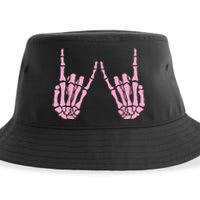 Skeleton Pink Hand Gestures Halloween Rock Skeleton Hands Sustainable Bucket Hat