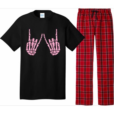 Skeleton Pink Hand Gestures Halloween Rock Skeleton Hands Pajama Set