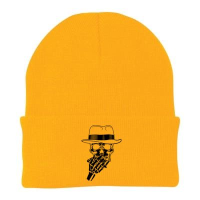 Skeleton Playing Harmonica Blues Musician Mouth Organ Player Knit Cap Winter Beanie