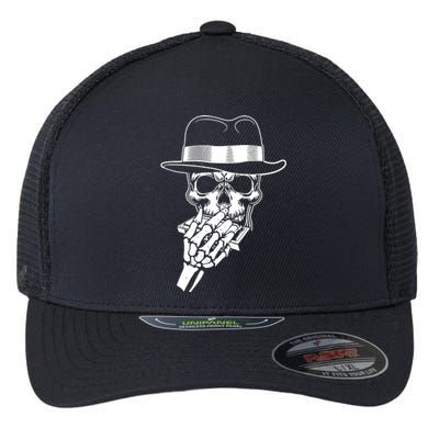 Skeleton Playing Harmonica Blues Musician Mouth Organ Player Flexfit Unipanel Trucker Cap