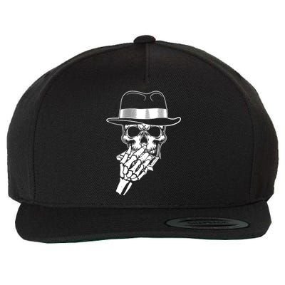 Skeleton Playing Harmonica Blues Musician Mouth Organ Player Wool Snapback Cap