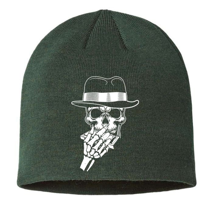 Skeleton Playing Harmonica Blues Musician Mouth Organ Player Sustainable Beanie