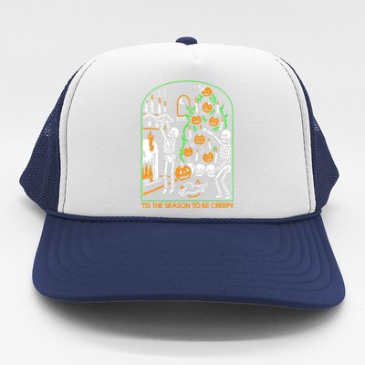 Skeleton Pumpkin Halloween Trucker Hat