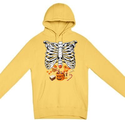 Skeleton Pregnancy Halloween Candy Rib Cage Premium Pullover Hoodie