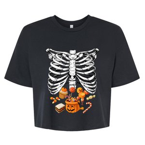 Skeleton Pregnancy Halloween Candy Rib Cage Bella+Canvas Jersey Crop Tee