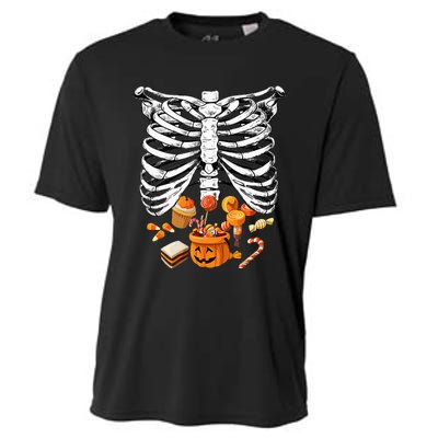 Skeleton Pregnancy Halloween Candy Rib Cage Cooling Performance Crew T-Shirt