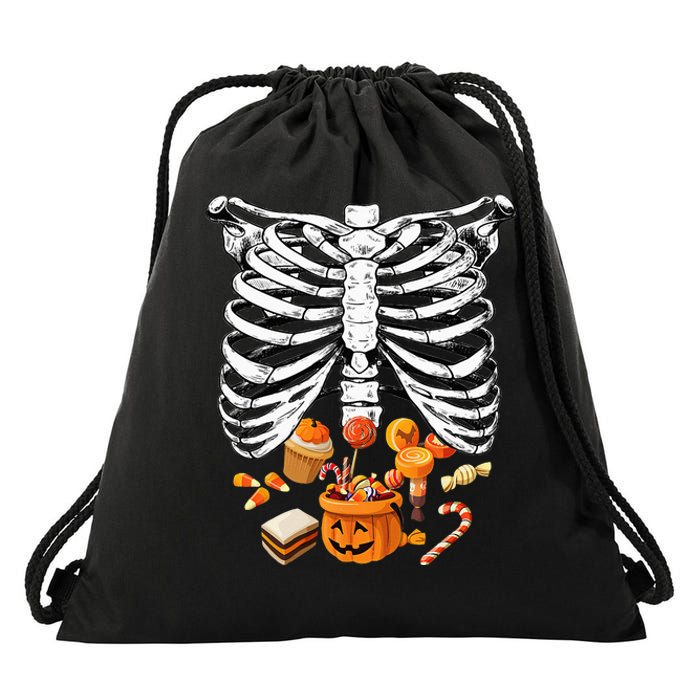 Skeleton Pregnancy Halloween Candy Rib Cage Drawstring Bag