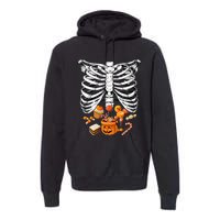 Skeleton Pregnancy Halloween Candy Rib Cage Premium Hoodie