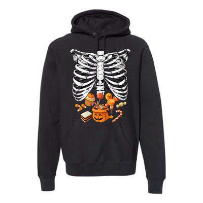 Skeleton Pregnancy Halloween Candy Rib Cage Premium Hoodie