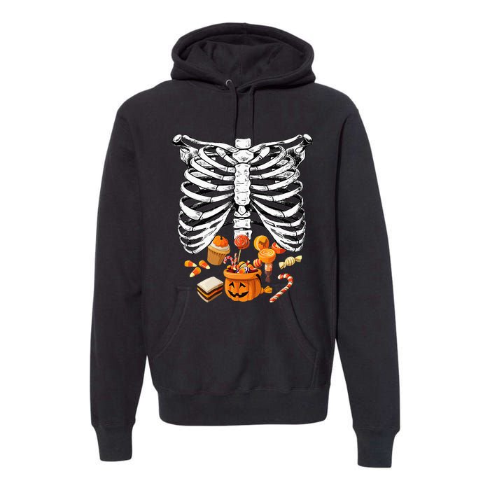 Skeleton Pregnancy Halloween Candy Rib Cage Premium Hoodie