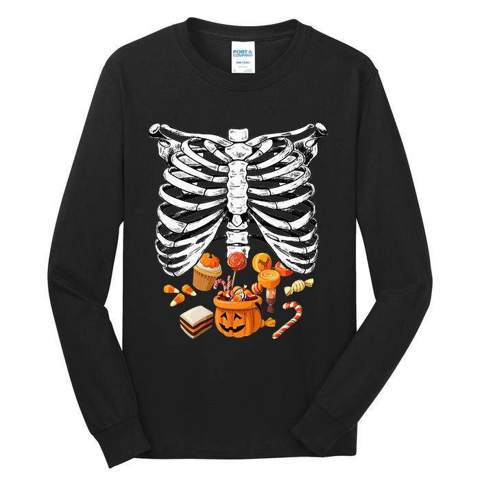 Skeleton Pregnancy Halloween Candy Rib Cage Tall Long Sleeve T-Shirt