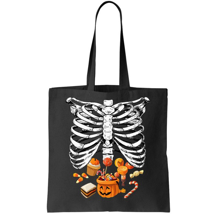 Skeleton Pregnancy Halloween Candy Rib Cage Tote Bag