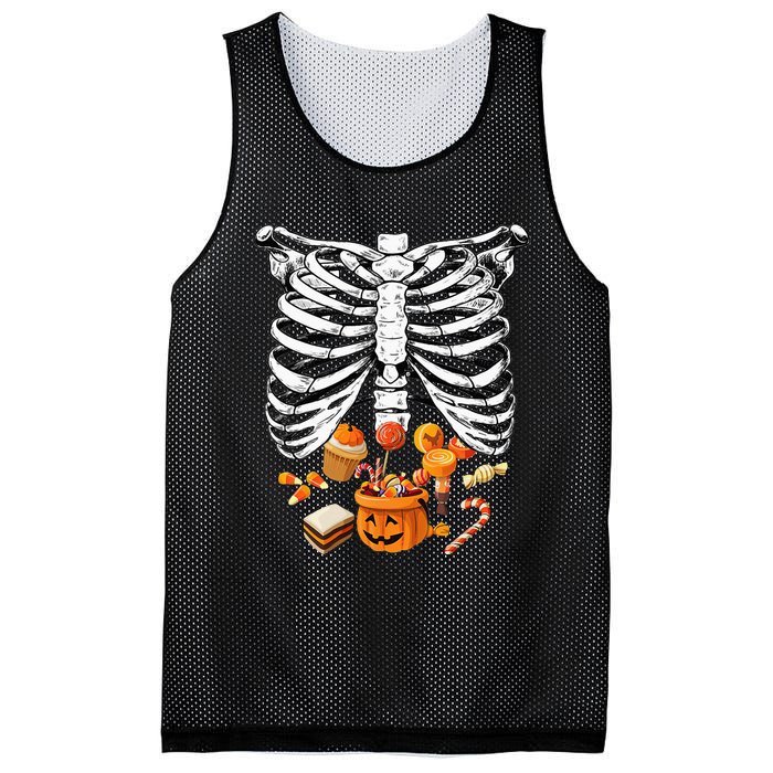 Skeleton Pregnancy Halloween Candy Rib Cage Mesh Reversible Basketball Jersey Tank