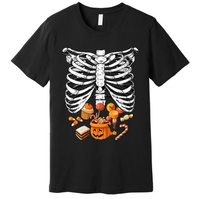 Skeleton Pregnancy Halloween Candy Rib Cage Premium T-Shirt