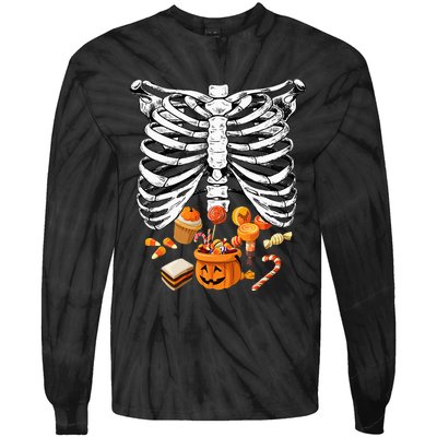 Skeleton Pregnancy Halloween Candy Rib Cage Tie-Dye Long Sleeve Shirt