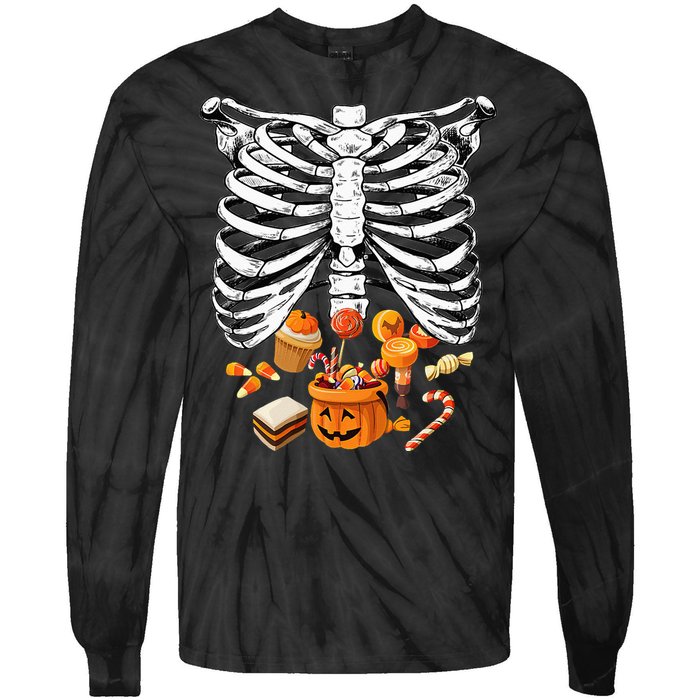 Skeleton Pregnancy Halloween Candy Rib Cage Tie-Dye Long Sleeve Shirt