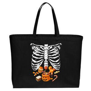 Skeleton Pregnancy Halloween Candy Rib Cage Cotton Canvas Jumbo Tote