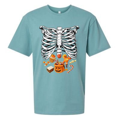 Skeleton Pregnancy Halloween Candy Rib Cage Sueded Cloud Jersey T-Shirt